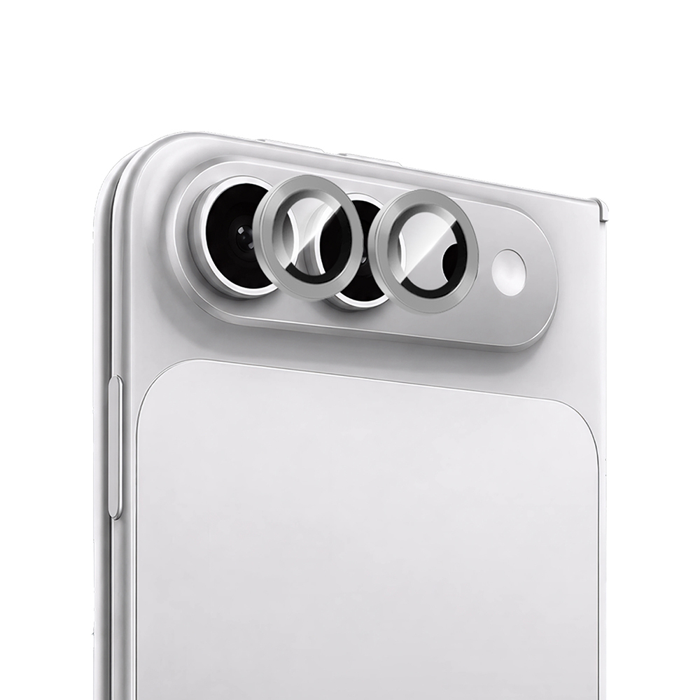 [RNZ-TA139513] Apple iPhone Duo CaseWorld Alloy One-Piece Serisi Anti Reflective Kamera Lens Koruyucu (Gümüş)