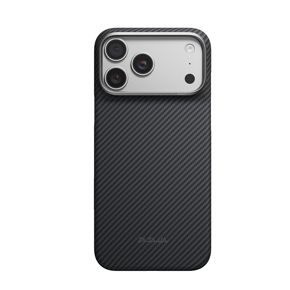 [RNZ-TA138063] Apple iPhone 18 Pro Kılıf M-safe Şarj Özellikli 1500D Aramid Karbon Fiber Pitaka Ultra-Slim Classic Serisi Black-Grey Twill Kapak