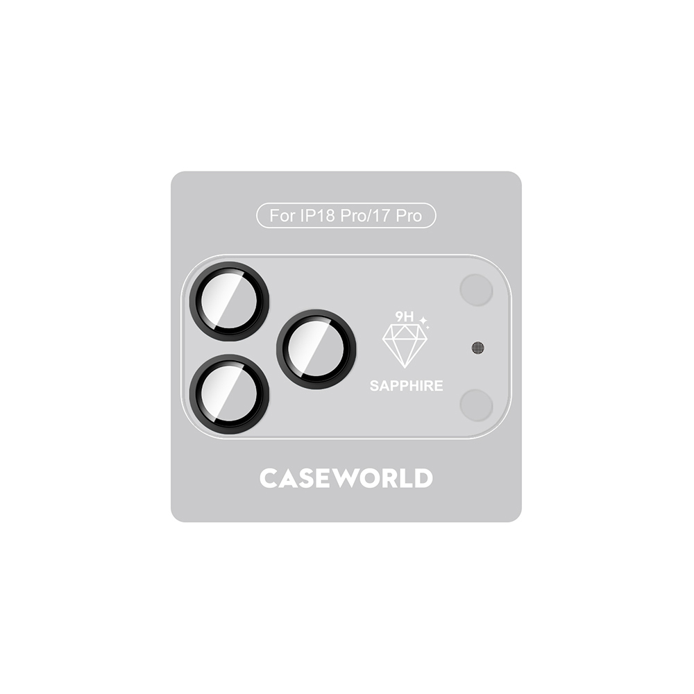 [RNZ-TA138990] Apple iPhone 18 Pro CaseWorld Alloy Sapphire Safir One-Piece Anti Reflective Safir Kamera Lens Koruyucu (Siyah)
