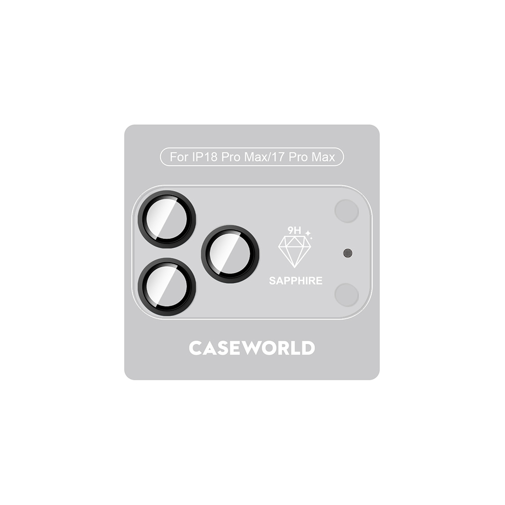 [RNZ-TA138991] Apple iPhone 18 Pro Max CaseWorld Alloy Sapphire Safir One-Piece Anti Reflective Safir Kamera Lens Koruyucu (Siyah)