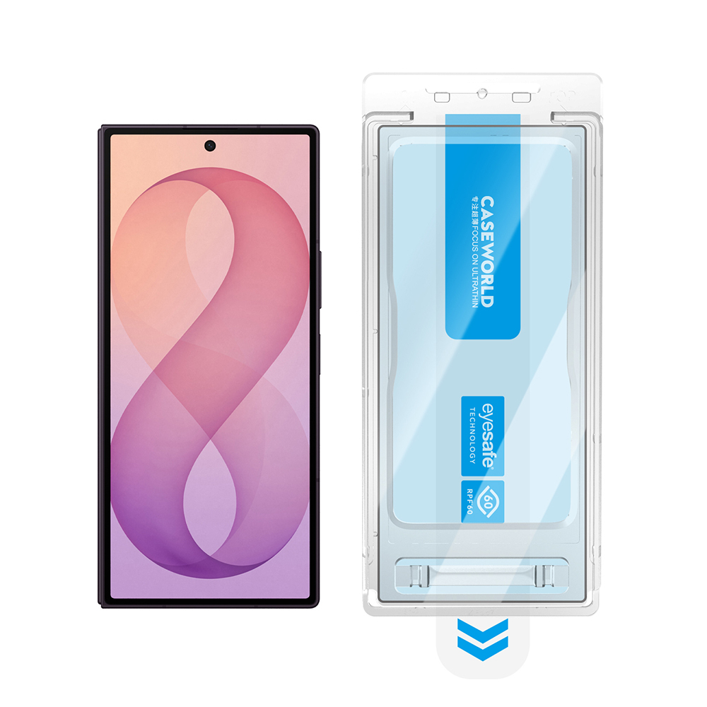 [RNZ-TA138984] Samsung Galaxy Z Fold 7 Uyumlu CaseWorld Applicator Serisi 2.5D Eyesafe Mavi Işık Teknolojili Safir 0.33mm Temperli Cam Ekran Koruyucu + Uygulama Aparatı