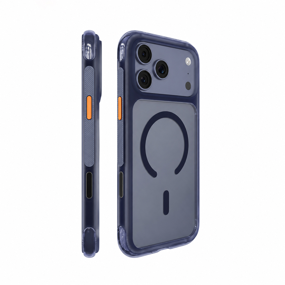 [RNZ-TA139888] Apple iPhone 18 Pro Max Kılıf M-safe Şarj Özellikli Airbag Tasarımlı Mutural Air Shield Serisi Kapak (Lacivert)