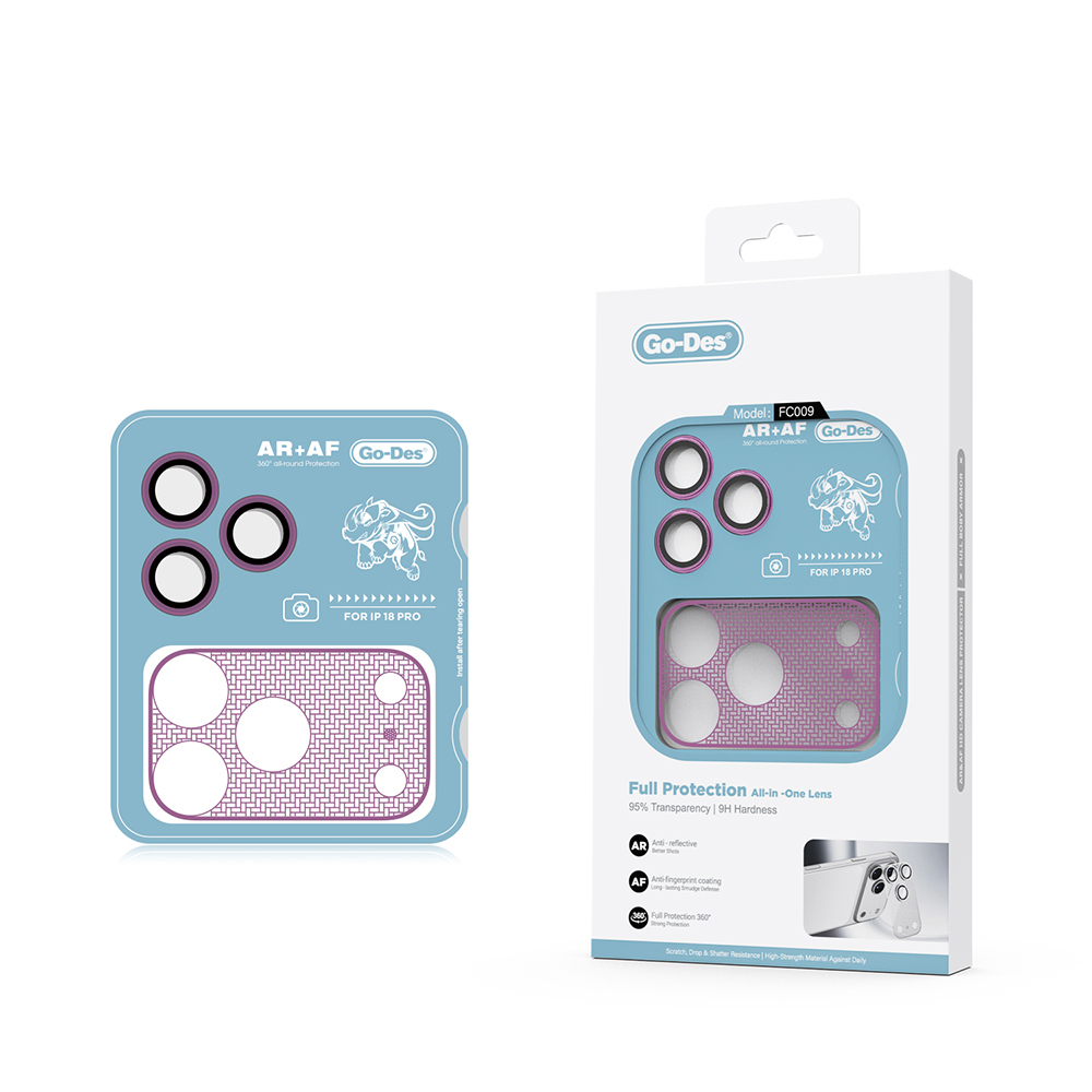 Apple iPhone 18 Pro Max Uyumlu Go Des FC009 Titanyum Serisi Anti Reflective 2in1 Kamera Lens Koruyucu