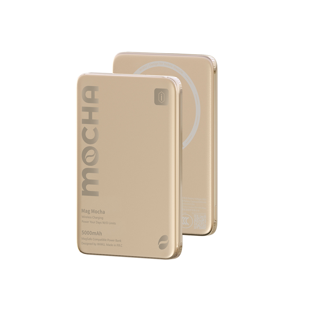 [RNZ-TA138970] Wiwu Wi-P085 MagPearl Serisi Ultra İnce Wireless Kablosuz Powerbank 5000mAh 15W (Gold)