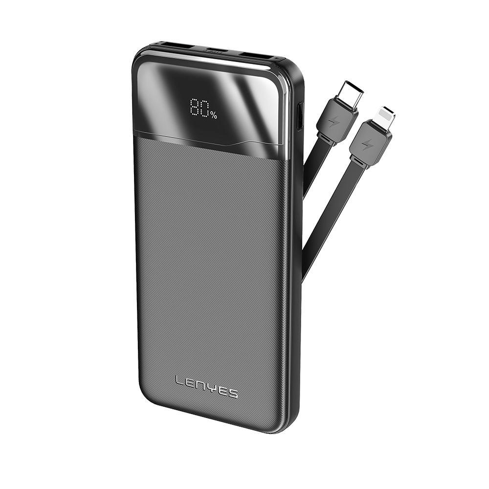 [RNZ-TA139065] Lenyes PX180D Dijital LED Ekranlı Type-C ve Lightning Kablolu Powerbank 22.5W 10.000mAh