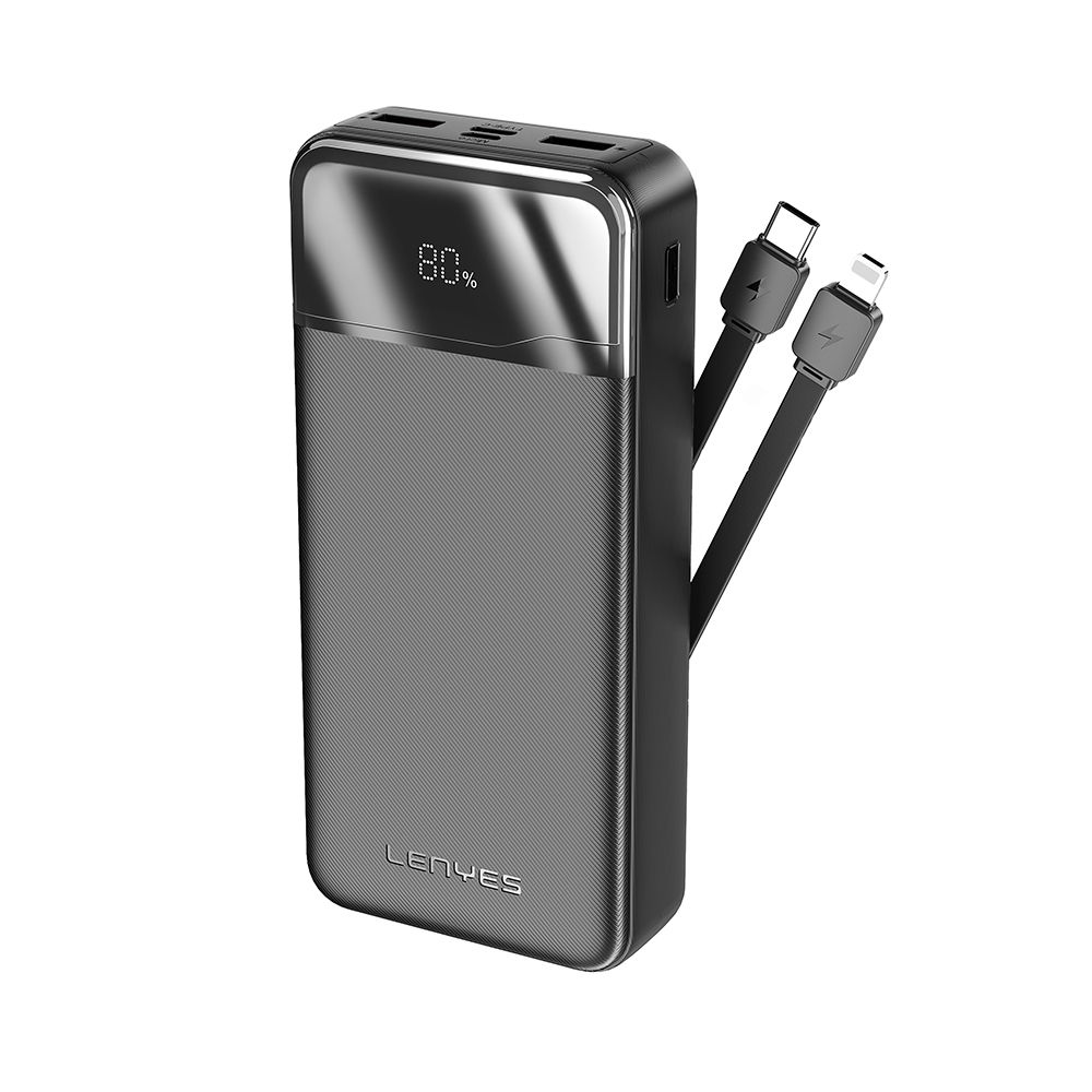 [RNZ-TA139066] Lenyes PX280D Dijital LED Ekranlı Type-C ve Lightning Kablolu Powerbank 22.5W 20.000mAh