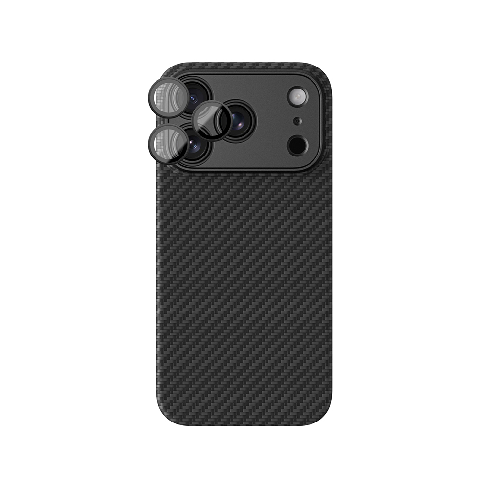 [RNZ-TA139823] Apple iPhone 18 Pro Kılıf M-Safe Şarj Özellikli 1500D Aramid Fiber AmazingThing Titan Max SLens Serisi Kapak (Siyah)