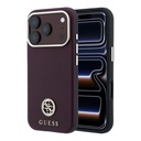 Apple iPhone 18 Pro Kılıf Guess Orjinal Lisanslı M-safe Şarj Özellikli PU Taşlı Metal 4G ve Yazı Logolu Kapak