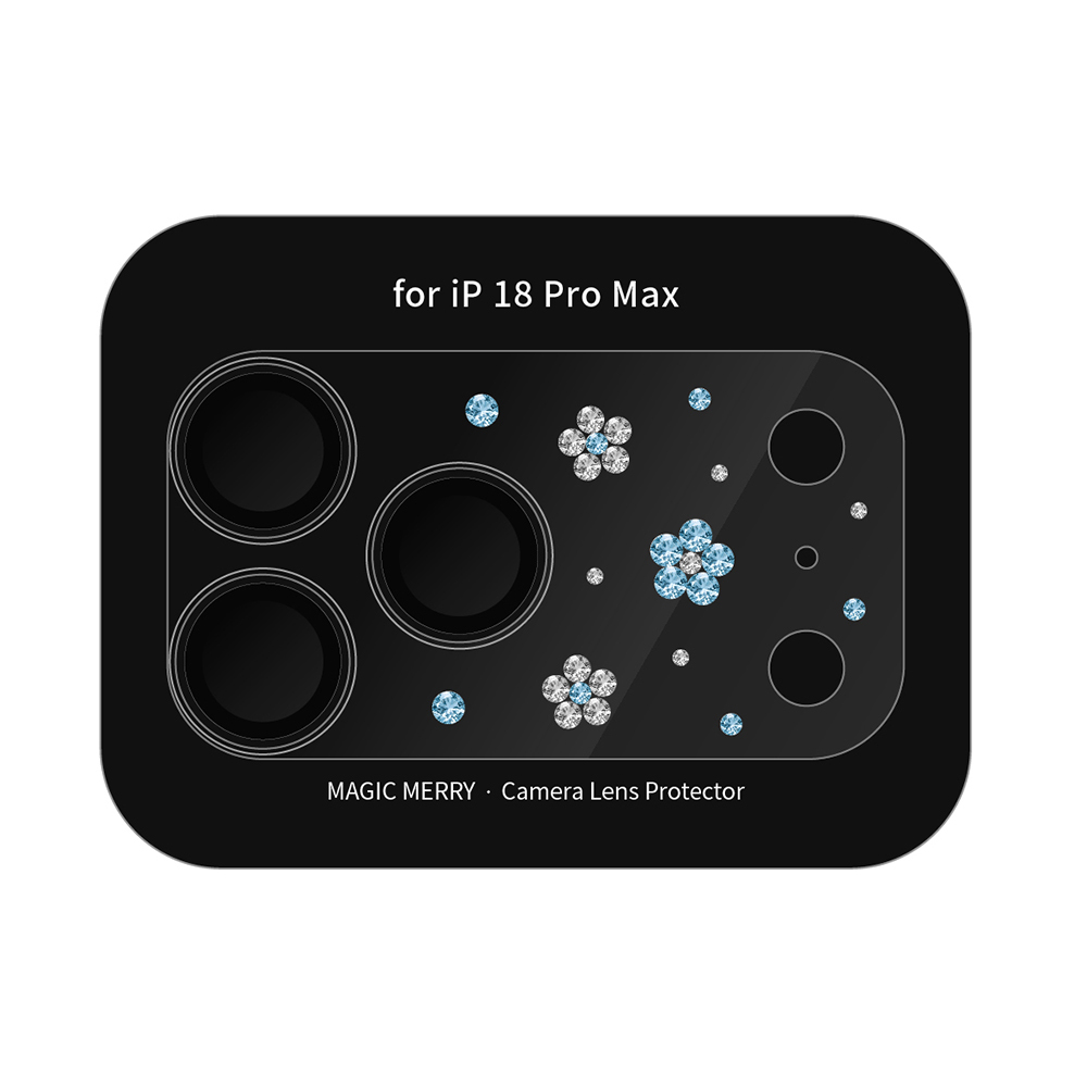 [RNZ-TA139799] Apple iPhone 18 Pro Max​ Wiwu Magic Merry Shimmer Serisi Taşlı Kamera Lens Koruyucu (Mavi)