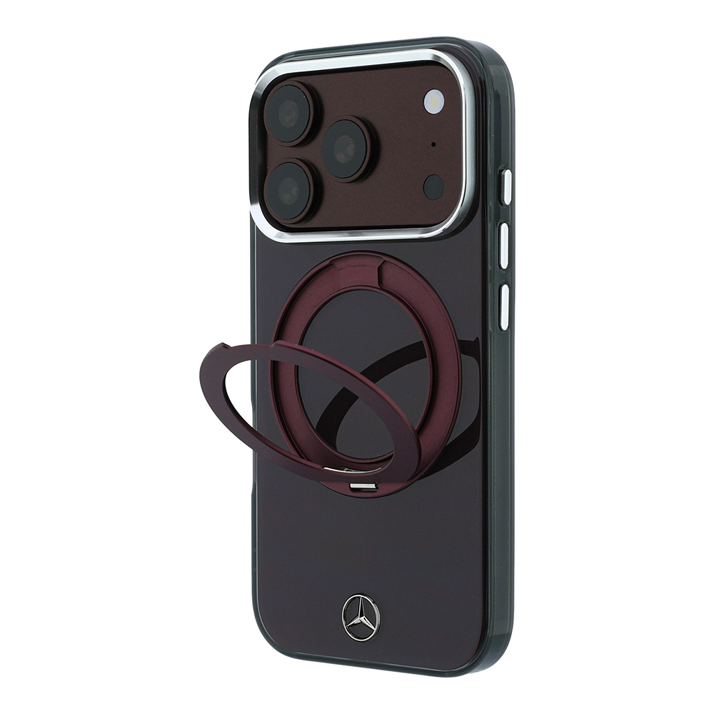 [RNZ-TA139727] Apple iPhone 18 Pro Kılıf Mercedes Benz Orjinal Lisanslı M-safe Şarj Özellikli 360 Derece Dönebilen Standlı Metal Logolu Sert PC Kapak