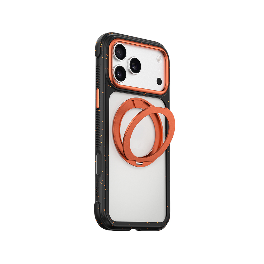 [RNZ-TA139803] Apple iPhone 17 Pro Uyumlu Kılıf M-safe Şarj Özellikli Wiwu AA-203 AeroArmor Ultra Serisi Airbag Tasarımlı Standlı Kapak (Siyah)