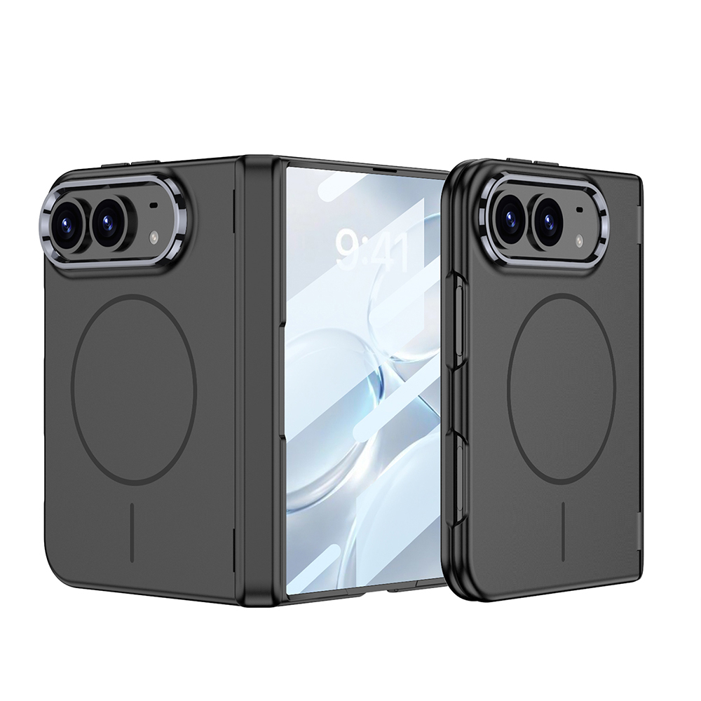[RNZ-TA139859] Apple iPhone Duo Kılıf M-safe Şarj Özellikli Zore Kıpta KPT-14 Sert PC Kapak (Siyah)