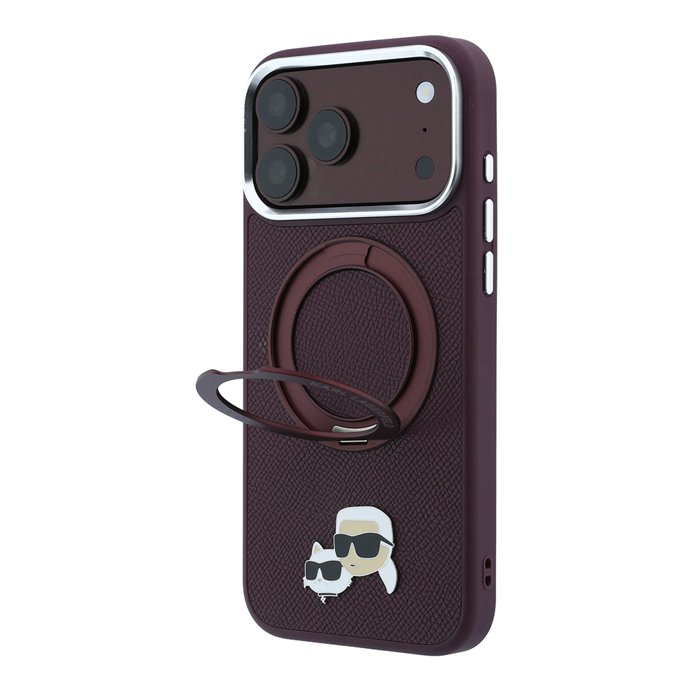 [RNZ-TA139761] Apple iPhone 18 Pro Max Kılıf Karl Lagerfeld Orjinal Lisanslı M-Safe Şarj Özellikli K&C Metal Logolu PU 360 Derece Dönebilen Standlı Kapak