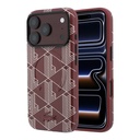Apple iPhone 18 Pro Max Uyumlu Kılıf Lacoste Orjinal Lisanslı M-safe Şarj Özellikli Metal Logolu Deri Karışık Monogram Desenli Kapak