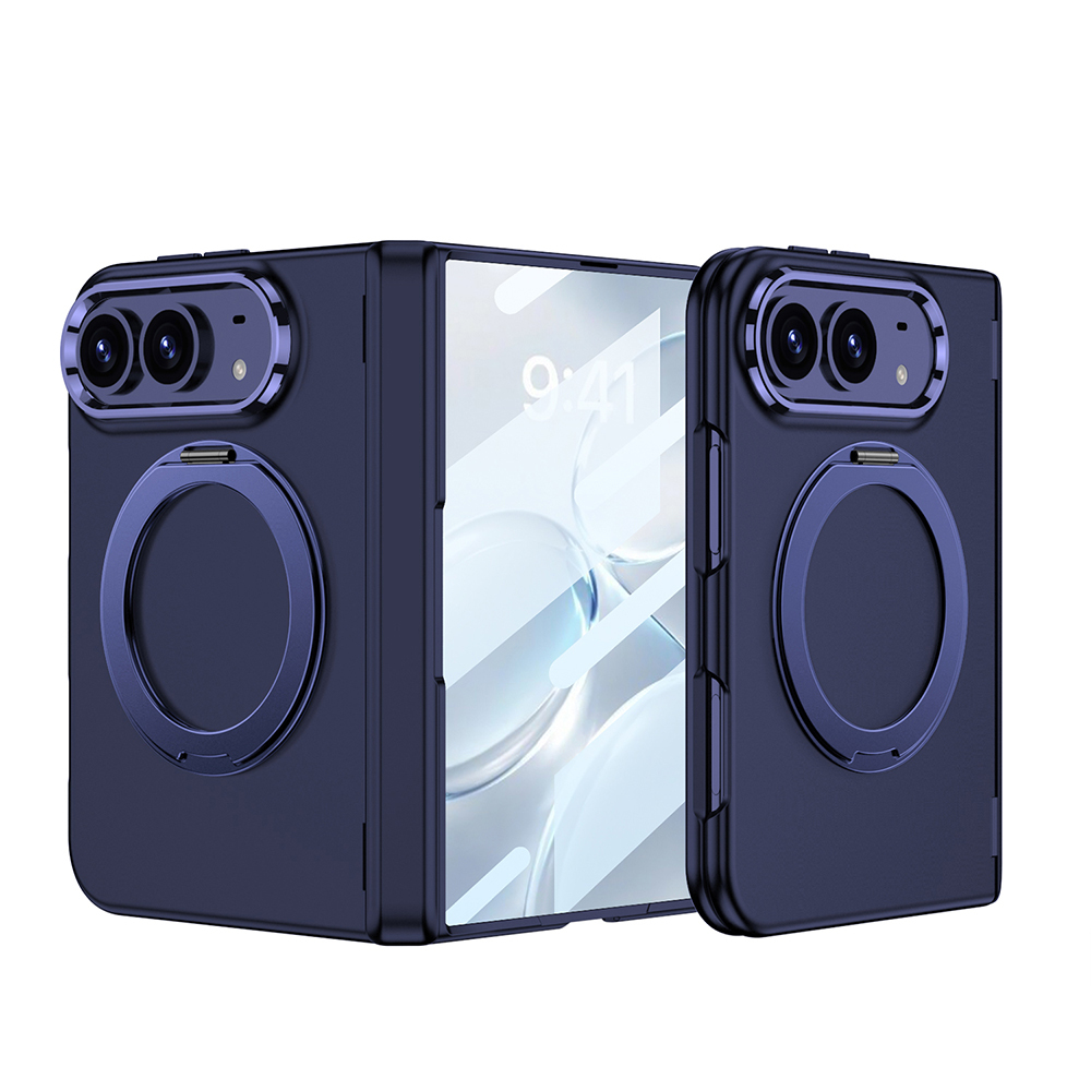 Apple iPhone Duo Kılıf M-safe Şarj Özellikli Zore Kıpta KPT-07 Ring Standlı Sert PC Kapak