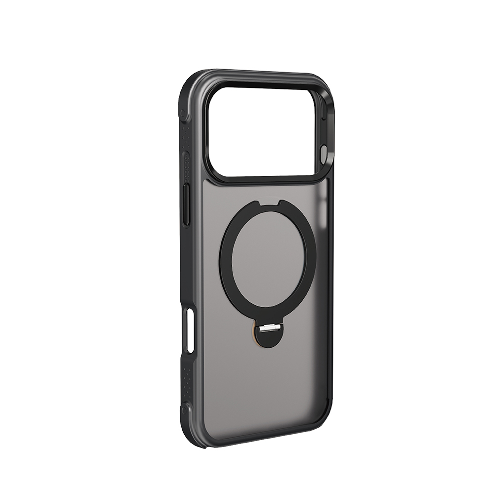 [RNZ-TA138922] Apple iPhone 18 Pro Kılıf M-safe Şarj Özellikli Standlı Lenyes Eclat Kapak (Siyah)