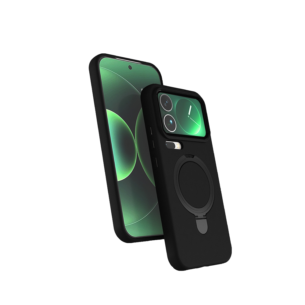 [RNZ-TA140180] Xiaomi 17 Pro Max Uyumlu Kılıf M-safe Şarj Özellikli Standlı Zore Samara Kapak (Siyah)