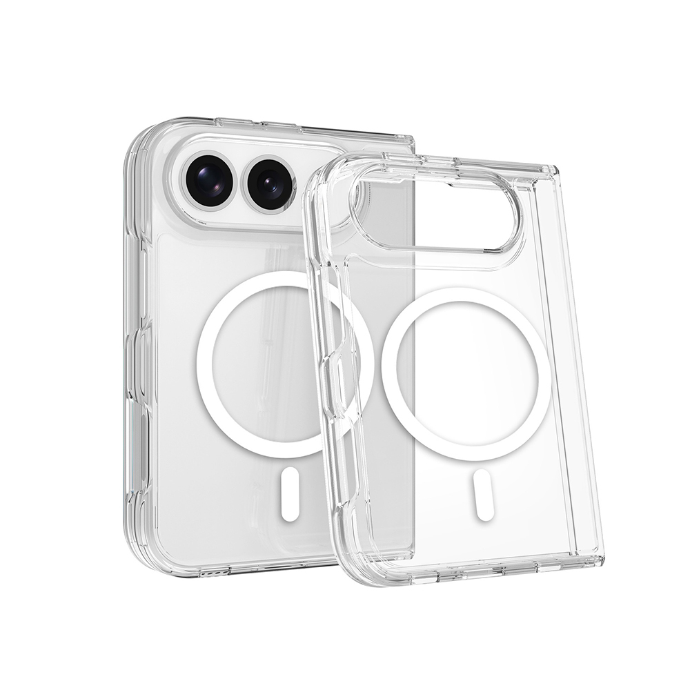 Apple iPhone Duo Uyumlu Kılıf Zore M-safe Şarj Özellikli Şeffaf Kamera Çerçeveli UTS PC Kapak
