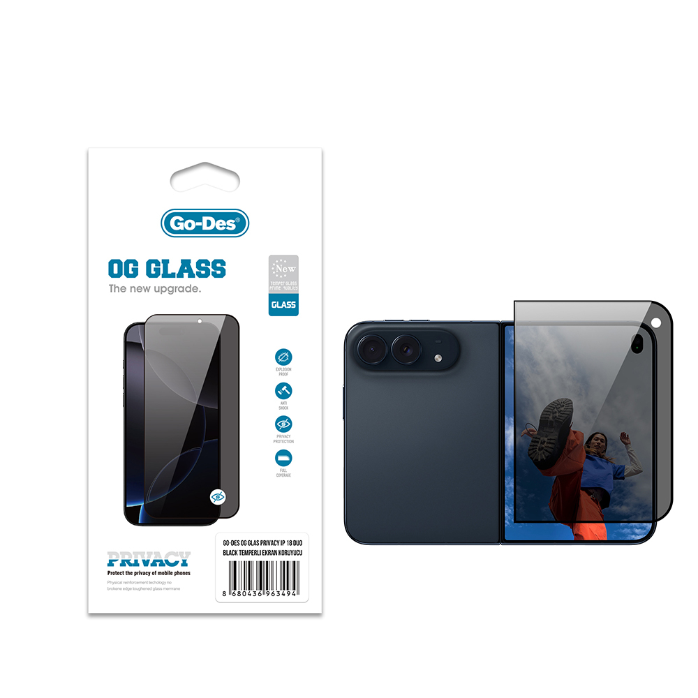 Apple iPhone Duo Uyumlu Go Des OG Glass Privacy Antistatik Temperli Cam Ekran Koruyucu