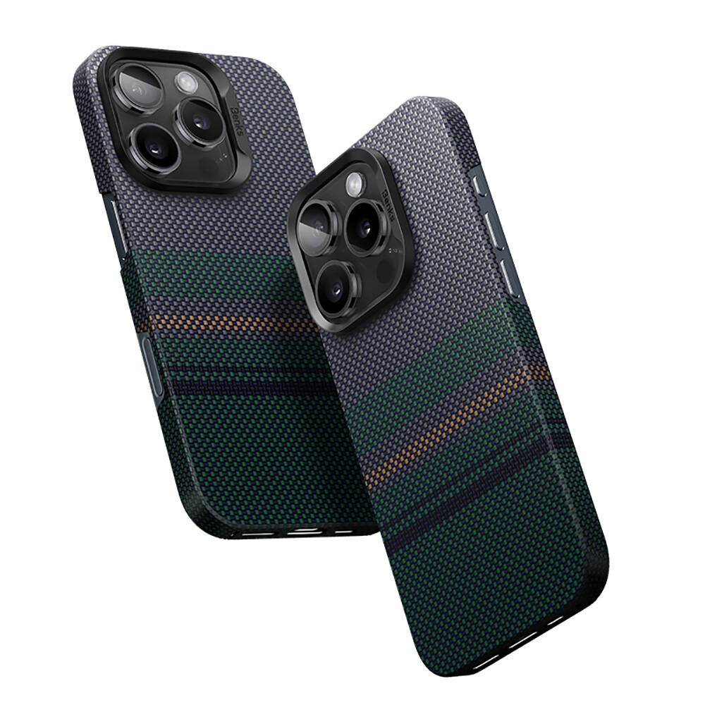 Apple iPhone 16 Pro Max Uyumlu Kılıf M-safe Şarj Özellikli Karbon Fiber Tasarımlı Benks Aurora ArmorAir Kevlar Kapak