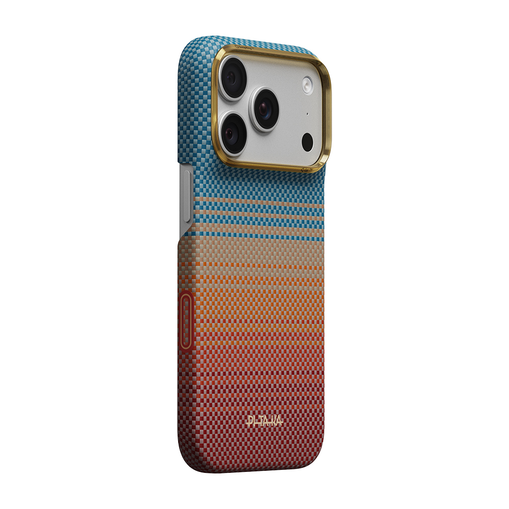 Apple iPhone 18 Pro Max Uyumlu Kılıf M-safe Şarj Özellikli Aramid Fiber Pitaka Sunset 2.0 California Dream Serisi