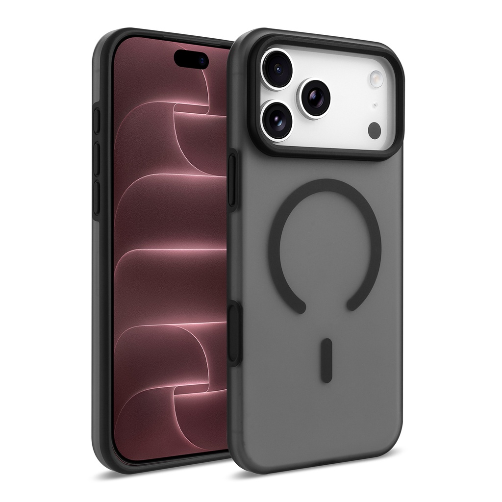 [RNZ-TA140412] Apple iPhone 17 Pro Max Uyumlu Kılıf M-safe Şarj Özellikli Zore Kuin Kapak (Siyah)