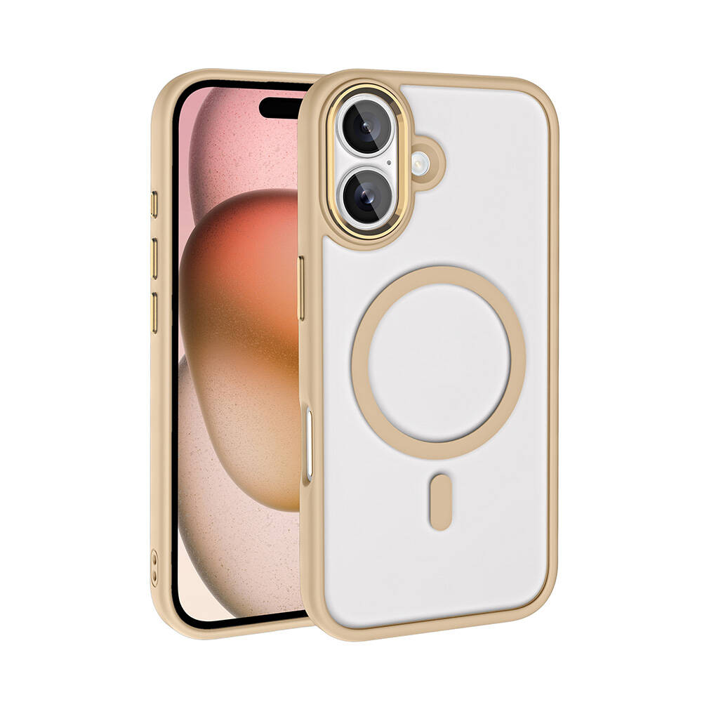 Apple iPhone 16 Plus Uyumlu Kılıf Wireless Şarj Özellikli Zore Krom M-safe Silikon Kapak