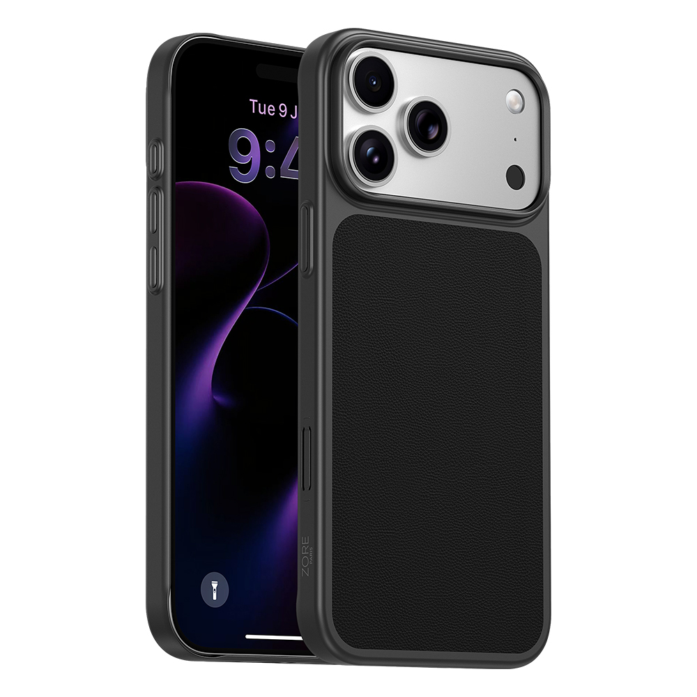 [RNZ-TA139630] Apple iPhone 17 Pro Max Uyumlu Kılıf M-Safe Şarj Özellikli PU Zore Paris Trexo Sert PC Kapak (Siyah)
