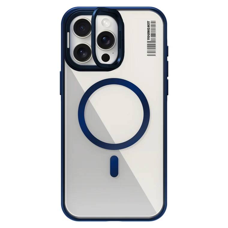 Apple iPhone 15 Pro Max Uyumlu Kılıf M-safe Şarj Özellikli Sararma Önleyici Youngkit Crystal Grid Kapak