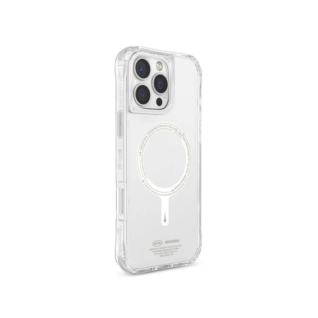 [RNZ-TA110208] Apple iPhone 16 Pro Max Uyumlu Kılıf M-safe Şarj Özellikli Şeffaf Airbag Tasarımlı Skinarma Saido Nightglow Kapak