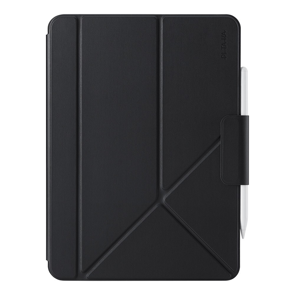 [RNZ-TA140371] Apple iPad Air 11 2024 Uyumlu Pitaka Folio 3 Kalem Bölmeli Standlı Kılıf (Siyah)