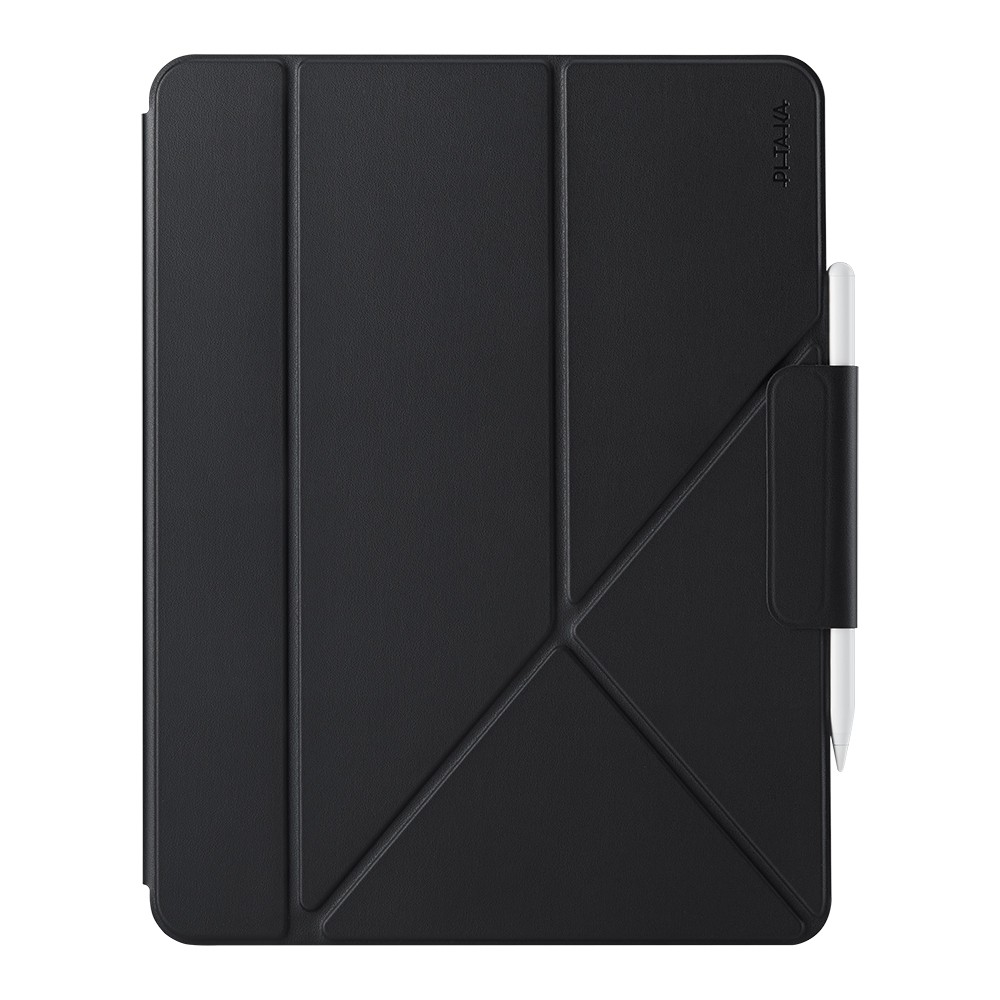 [RNZ-TA140389] Apple iPad Pro 13 2024 Uyumlu Pitaka Folio 3 Kalem Bölmeli Standlı Kılıf (Siyah)