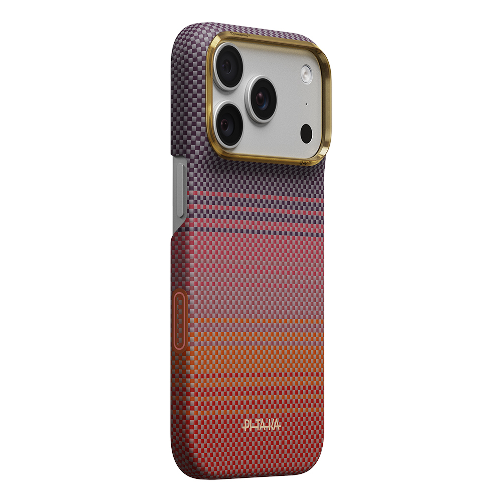Apple iPhone 18 Pro Kılıf M-safe Şarj Özellikli Aramid Fiber Pitaka Sunset 2.0 California Dream Serisi Kapak