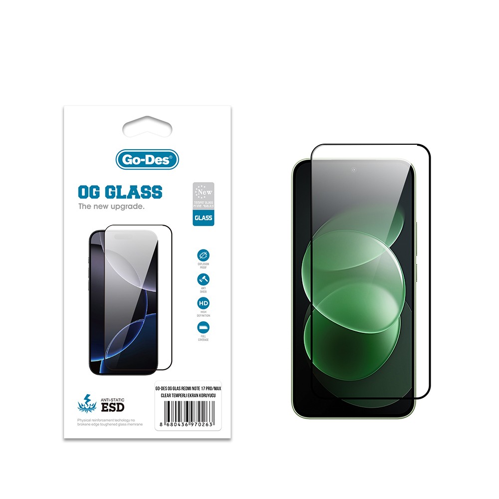 [RNZ-TA140478] Xiaomi Redmi Note 17 Pro Go Des OG Glass Antistatik Temperli Cam Ekran Koruyucu