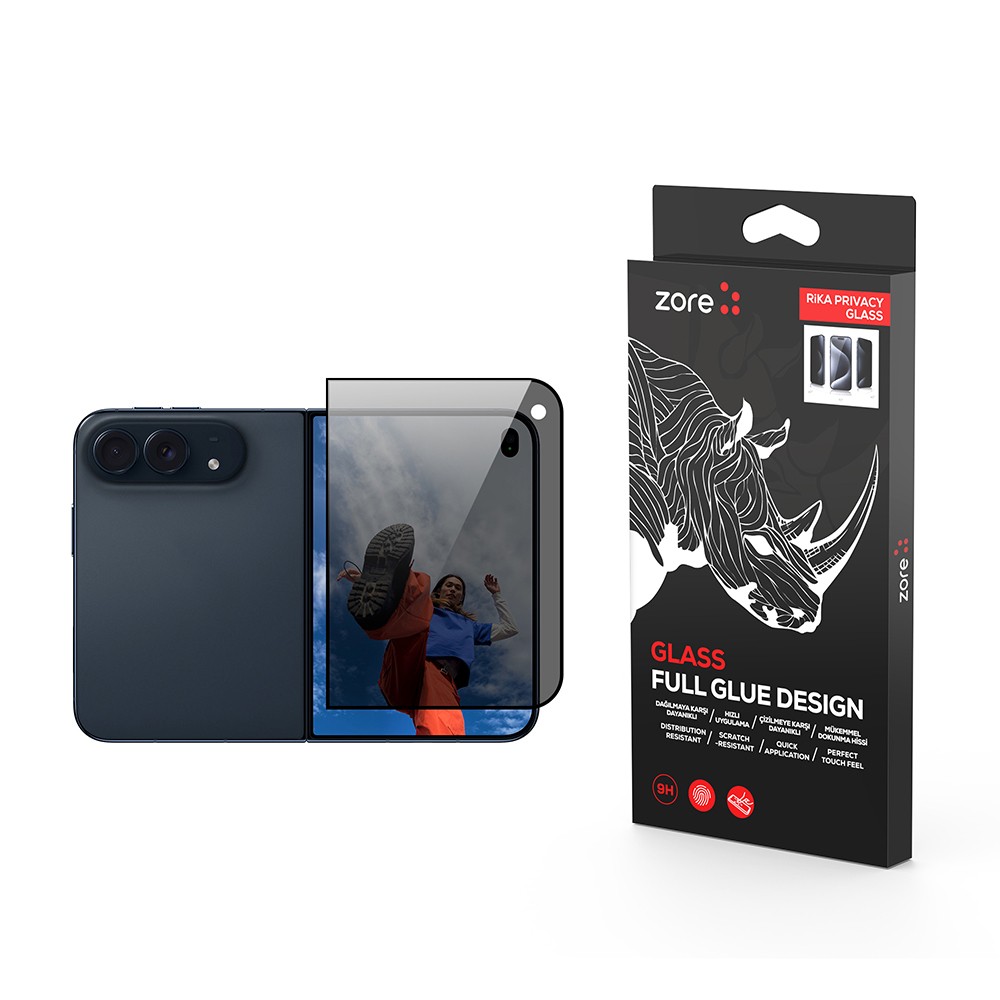 [RNZ-TA140476] Apple iPhone Duo Zore Rika Premium Privacy Temperli Cam Ekran Koruyucu