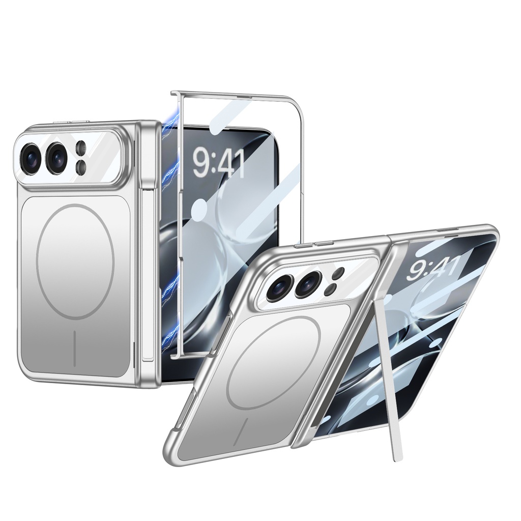 Apple iPhone Duo Uyumlu Kılıf M-safe Şarj Özellikli Zore Kıpta KPT-18 Dikey Standlı Kapak