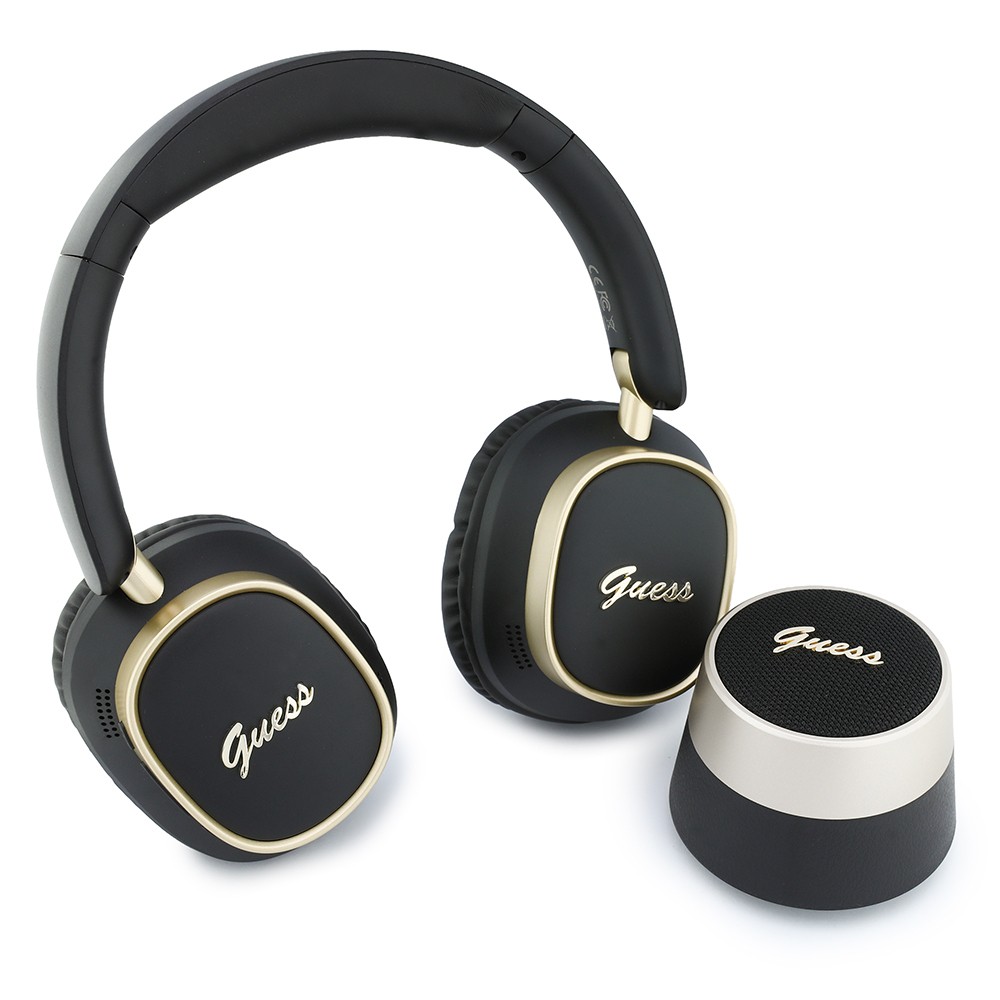 [RNZ-TA139718] Guess Orjinal Lisanslı Metal Yazı Logolu Kulak Üstü Kulaklık ve Speaker Hoparlör 2in1 Set