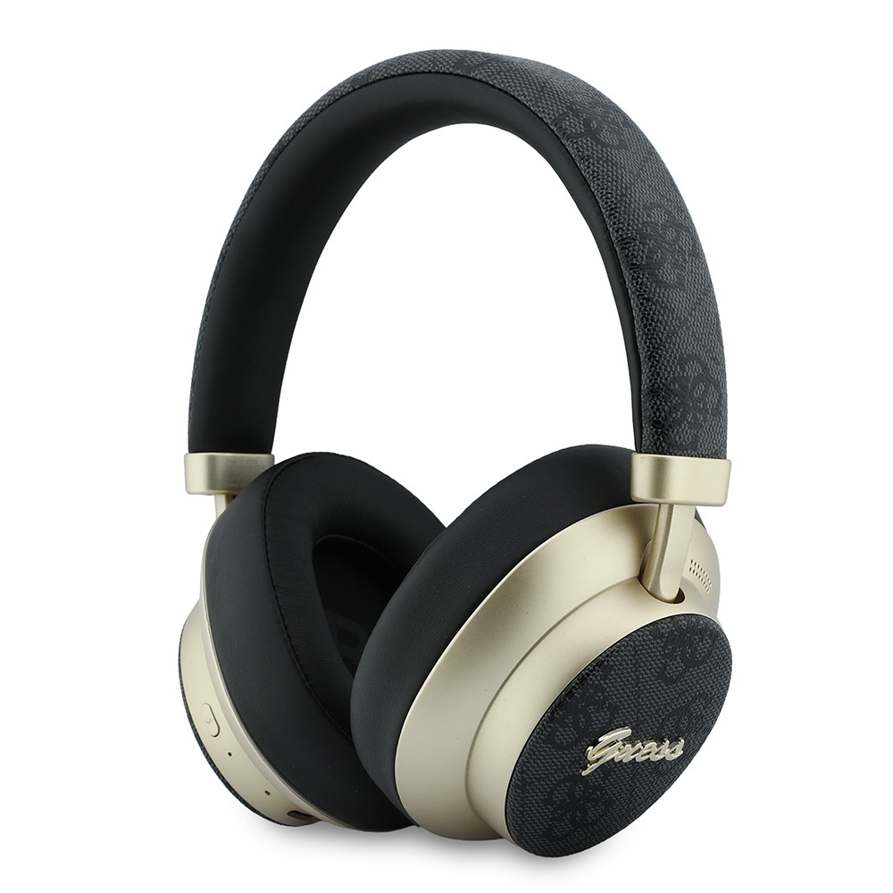 [RNZ-TA139711] Guess Orjinal Lisanslı ENC PU 4G Desenli Metal Yazı Logolu Kulak Üstü Bluetooth Kulaklık v5.4 (Siyah)