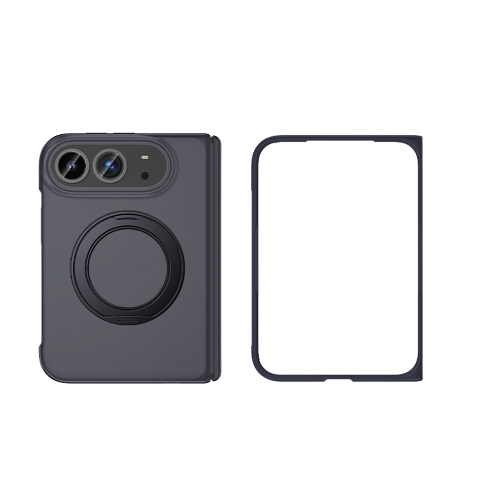 [RNZ-TA140787] Apple iPhone Duo Uyumlu Kılıf M-safe Şarj Özellikli Arkası Mat Sert PC Wlons Vena Standlı Kapak (Siyah)