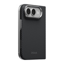 Apple iPhone Duo Uyumlu Kılıf M-safe Şarj Özellikli 600D Aramid Karbon Fiber Pitaka Edge Serisi Black-Grey Twill Kapak
