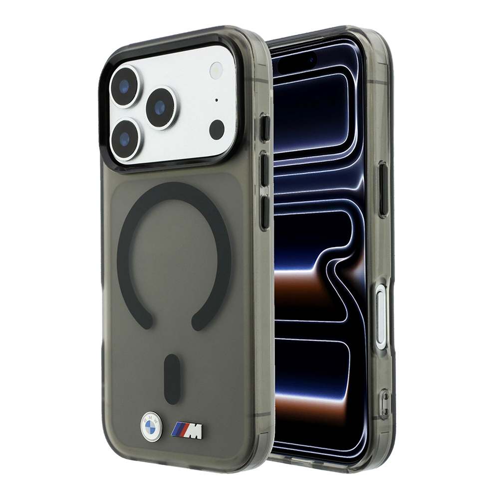 [RNZ-TA141008] Apple iPhone 18 Pro Max Uyumlu Kılıf BMW Orjinal Lisanslı M-safe Şarj Özellikli Metal Buton Tasarımlı Buzlu IML Baskılı Kapak (Siyah)