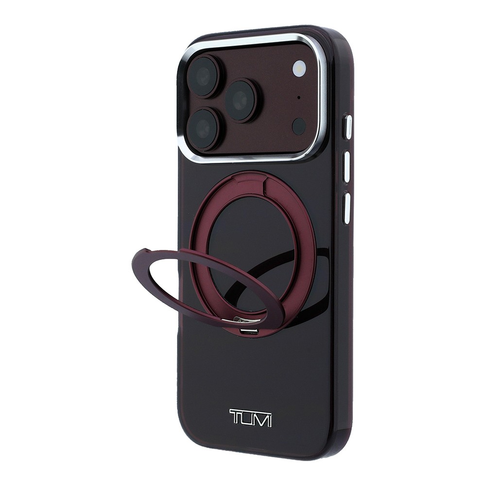 Apple iPhone 18 Pro Max Uyumlu Kılıf TUMI Orjinal Lisanslı M-safe Şarj Özellikli 360 Derece Dönebilen Standlı Transparan Kapak