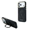 Apple iPhone 18 Pro Max Uyumlu Kılıf Guess Orjinal Lisanslı M-safe Şarj Özellikli 4G Desenli 360 Derece Dönebilen Standlı Metal Yazı Logolu Kapak