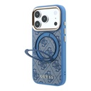 Apple iPhone 18 Pro Max Uyumlu Kılıf Guess Orjinal Lisanslı M-safe Şarj Özellikli 4G Desenli 360 Derece Dönebilen Standlı Metal Yazı Logolu Kapak