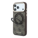 Apple iPhone 18 Pro Max Uyumlu Kılıf Guess Orjinal Lisanslı M-safe Şarj Özellikli 4G Desenli 360 Derece Dönebilen Standlı Metal Yazı Logolu Kapak