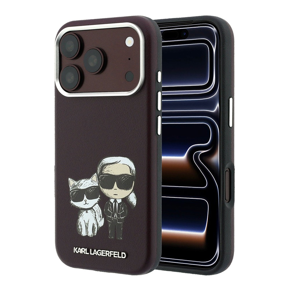 Apple iPhone 18 Pro Uyumlu Kılıf Karl Lagerfeld Orjinal Lisanslı M-Safe Şarj Özellikli K&C Bodies Sketch PU Kapak