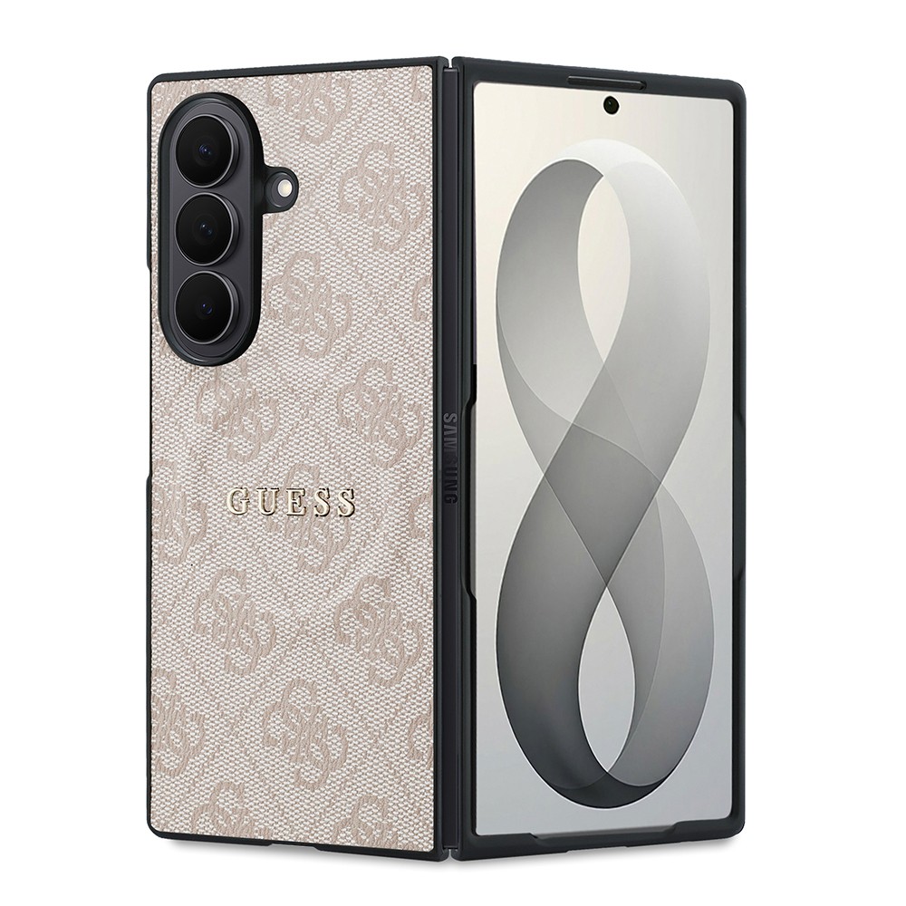 Samsung Galaxy Z Fold 8 Ultra Uyumlu Kılıf Guess Orjinal Lisanslı M-safe Şarj Özellikli 4G Desenli Yazı Logolu PU Deri Kapak