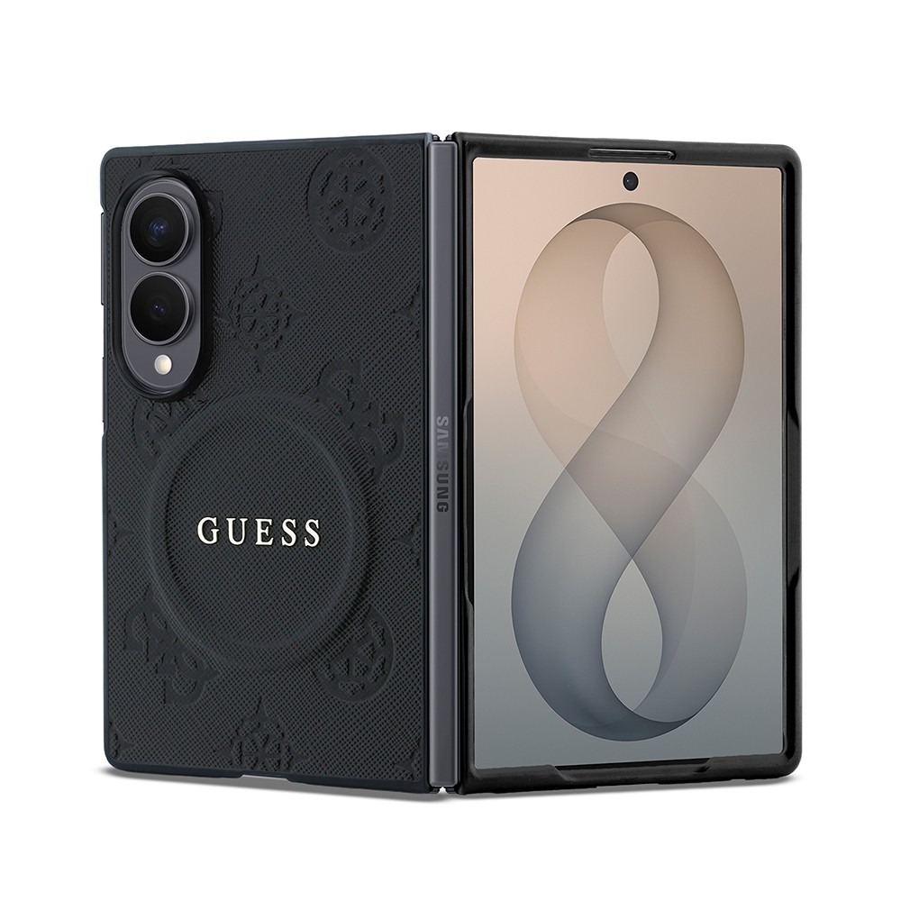 [RNZ-TA139998] Samsung Galaxy Z Fold 8 Uyumlu Kılıf Guess Orjinal Lisanslı M-safe Şarj Özellikli Peony Sıcak Baskılı Klasik Yazı Logolu Saffiano Kapak