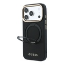 Apple iPhone 18 Pro Uyumlu Kılıf Guess Orjinal Lisanslı M-safe Şarj Özellikli 360 Derece Dönebilen Standlı PU Metal Yazı Logolu Kapak