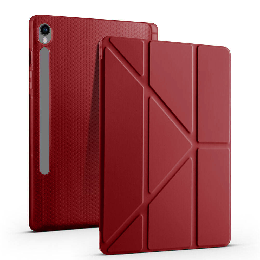 Samsung Galaxy Tab S9 Uyumlu Kılıf Zore Tri Folding Kalem Bölmeli Standlı Kılıf
